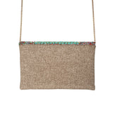 Bee Flowers Beige Beaded Bag