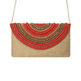 Red Arcs Beaded Bag