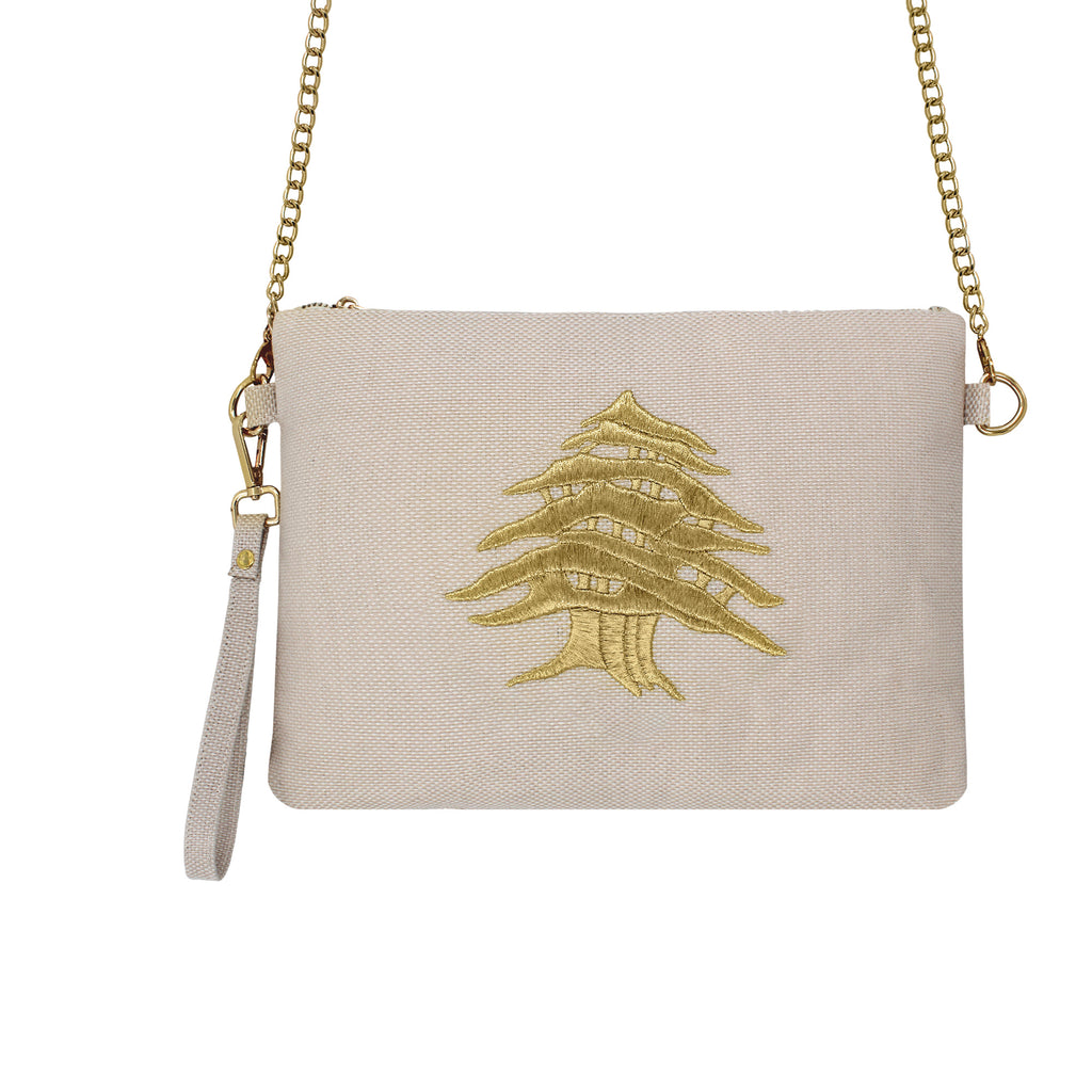 Golden Big Cedar Beige Clutch