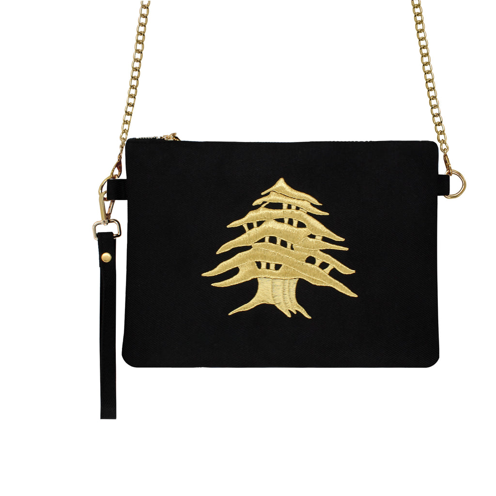 Golden Big Cedar Black Clutch