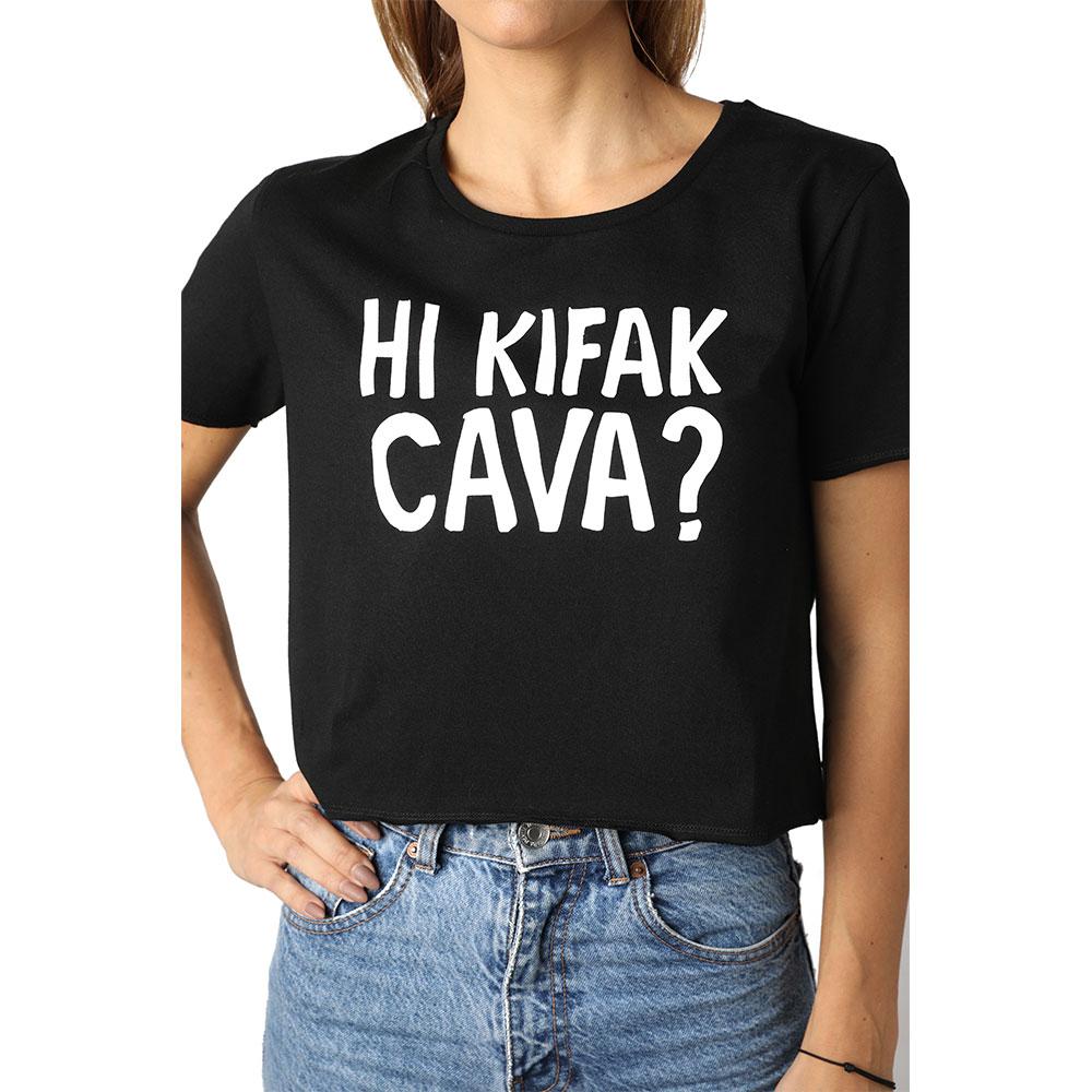 Hi Kifak Cava Black Crew Neck Crop Top