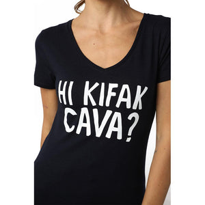 Hi Kifak Cava Navy Blue V-neck T-shirt