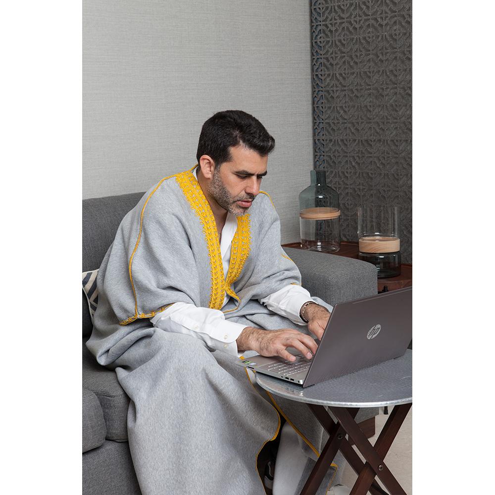 Mouftah El Chark Yellow & Grey Sweat Abaya