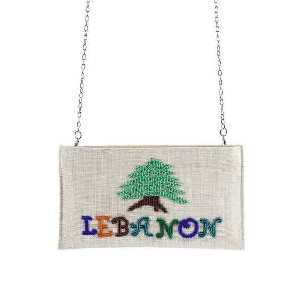 Colored Cedar of Lebanon Clutch in Beige