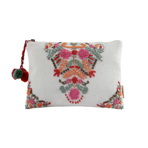 Colorful Beaded Cotton Pouch