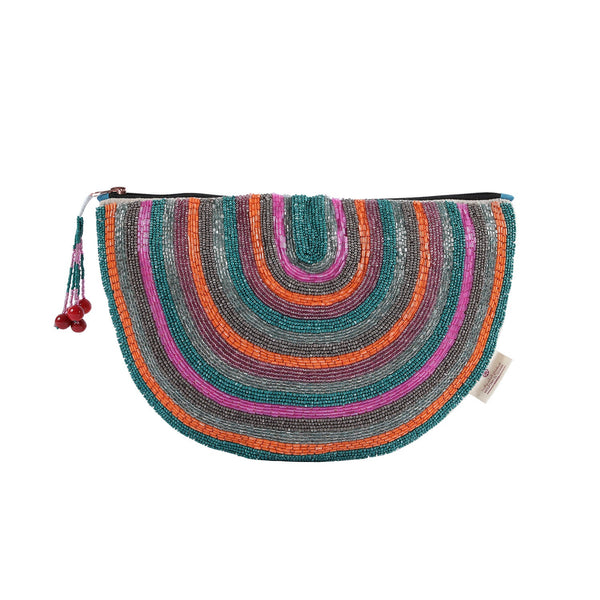 Rainbow Shaped Beaded Cotton Pouch