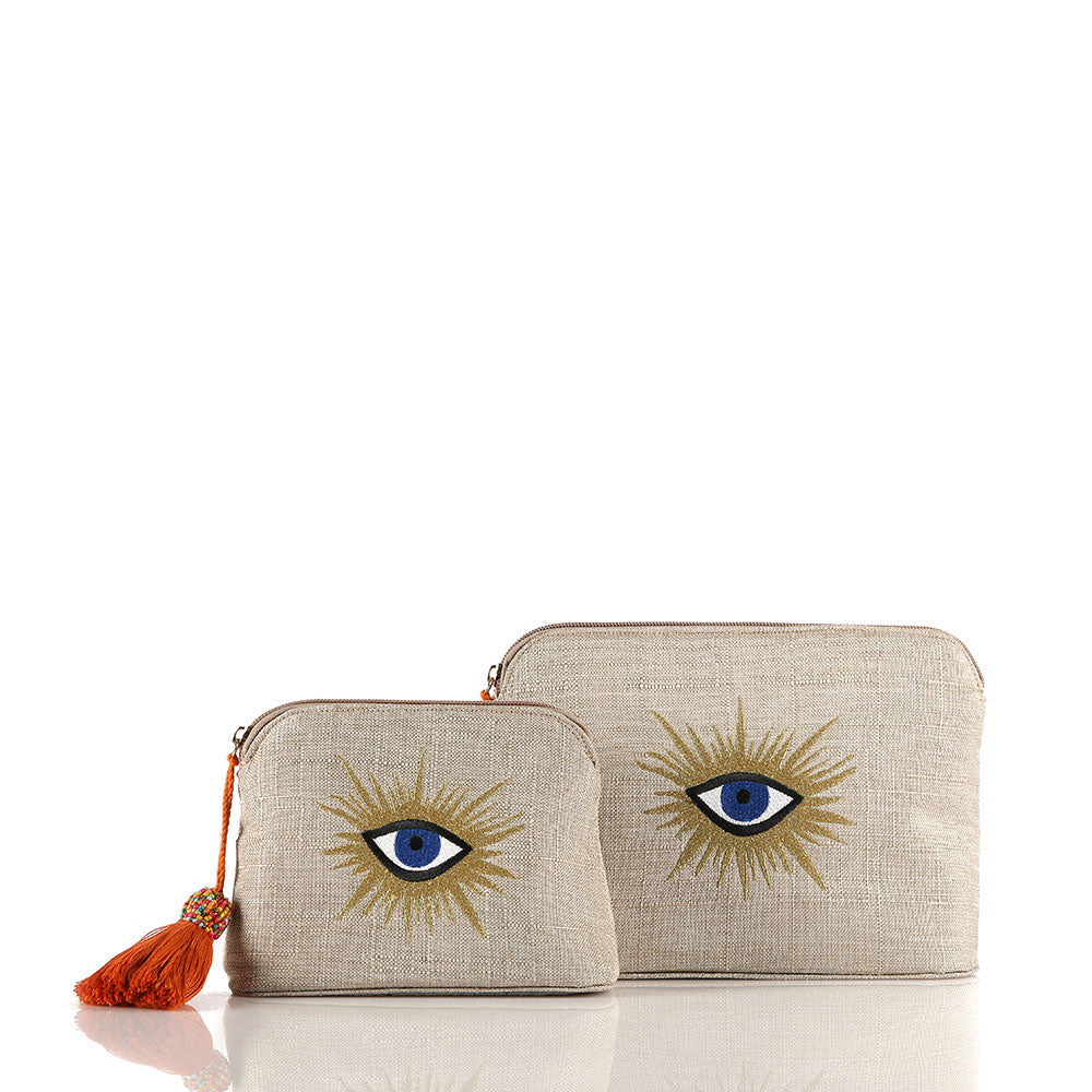 Beige Evil Eye Pouch