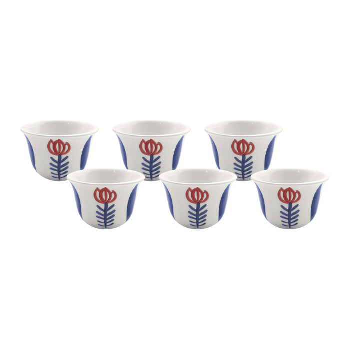 Blue Tulip Coffee Cups - Set of 6