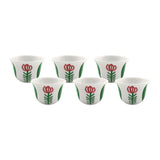 Green Tulip Coffee Cups - Set of 6