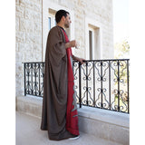 Light Brown and Red Cotton Abaya