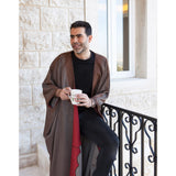 Light Brown and Red Cotton Abaya