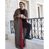Light Brown and Red Cotton Abaya