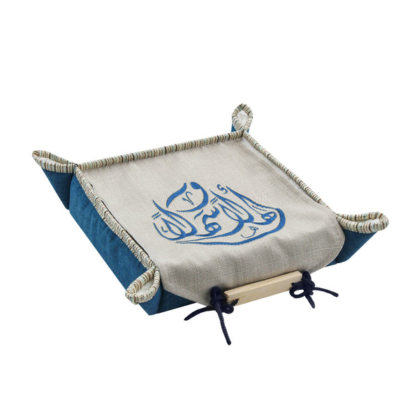 Ahlan Blue Embroidered Cotton Bread Cover