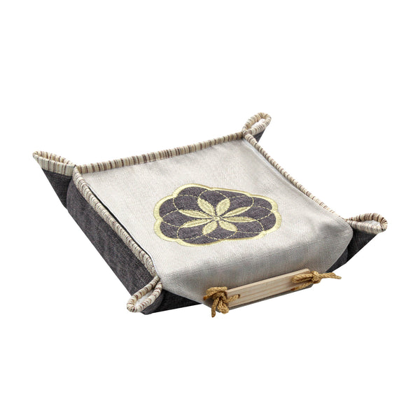 Mouftah El Chark Grey Embroidered Cotton Bread Cover