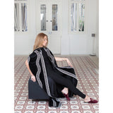 Black & Silver Velvet Abaya