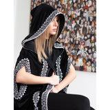 Black & Silver Velvet Abaya
