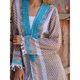 Turquoise on Brown Eternity Kaffieh Kaftan