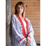 Red on Grey Eternity Kaffieh Kaftan
