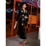 Beaded Eyes Black Velvet Abaya