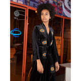 Beaded Eyes Black Velvet Abaya