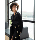 Gold on Black Stars Velvet Abaya