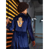 Gold on Navy Blue Hamsa Velvet Abaya