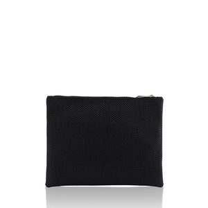 Golden Evil Eye Beaded Cotton Pouch in Black