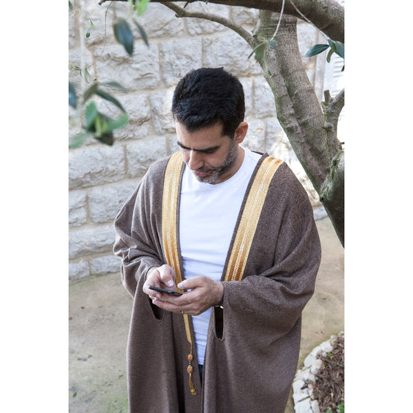 Gold & Brown Light Wool Abaya