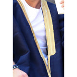Gold & Navy Blue Light Wool Abaya