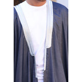 Silver & Navy Blue Jeans Cotton Abaya