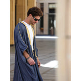 Gold & Navy Blue Jeans Cotton Abaya