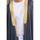 Gold & Navy Blue Jeans Cotton Abaya