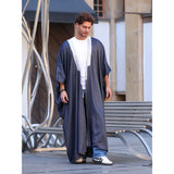 Silver & Navy Blue Jeans Cotton Abaya