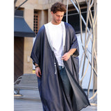 Silver & Navy Blue Jeans Cotton Abaya
