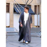 Silver & Navy Blue Jeans Cotton Abaya