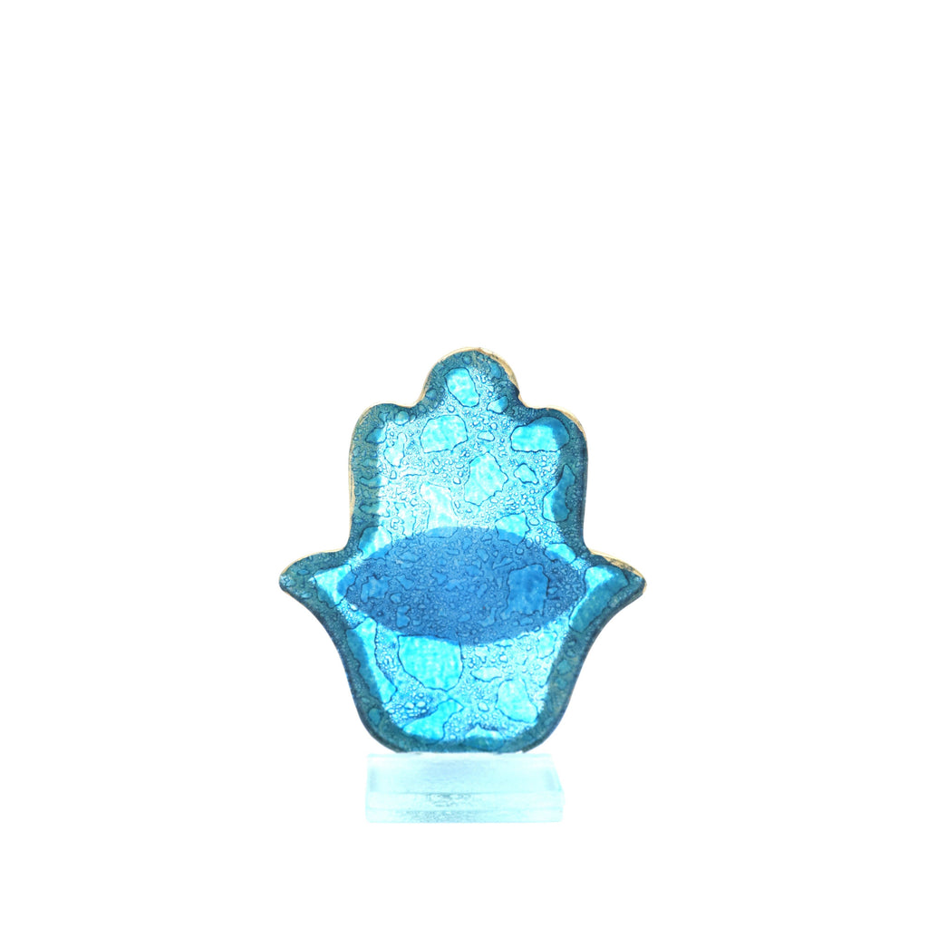 Turquoise Hamsa Glass Decoration