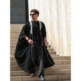 Silver & Black Tassel Cotton Abaya