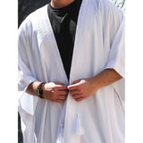 White Tassel Cotton Abaya