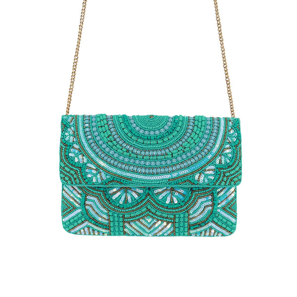 Turquoise on Turquoise Beaded Clutch