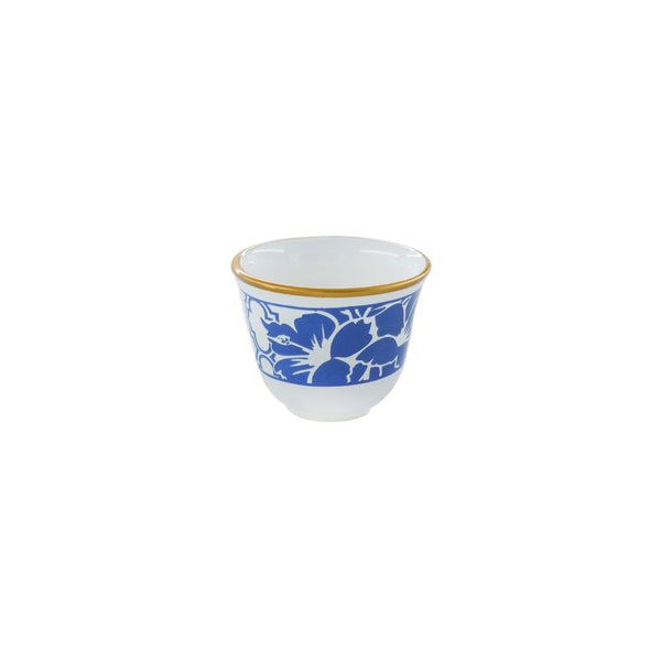 Blue Floral Coffee Cups - Set of 6