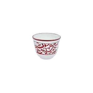Mouftah El Chark Red Arabic Calligraphy Coffee Cups - Set of 6