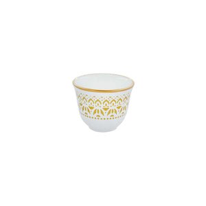Mouftah El Chark White & Gold Coffee Cups 3 - Set of 6