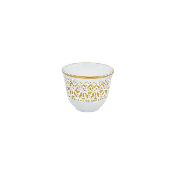 White & Gold Coffee Cups 3 - Set of 6