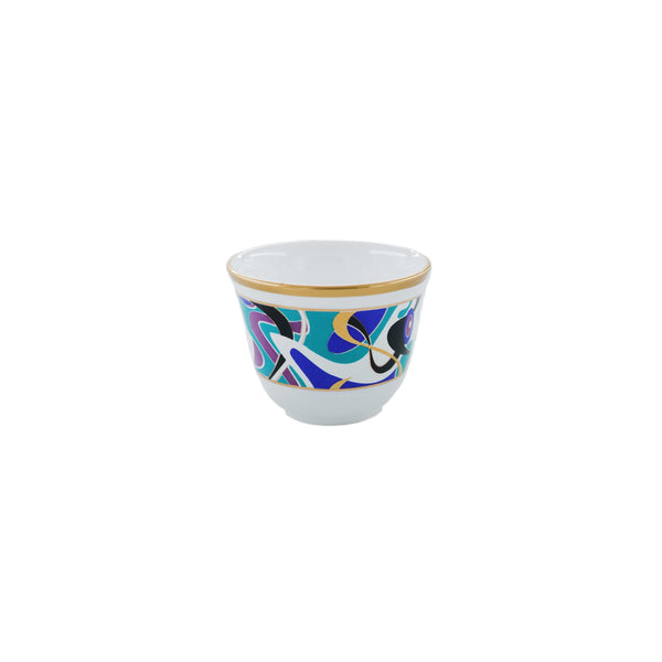 Gold & Blue Coffee Cups - Set of 6
