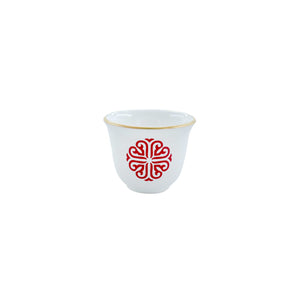 Mouftah El Chark White & Red Coffee Cups - Set of 6