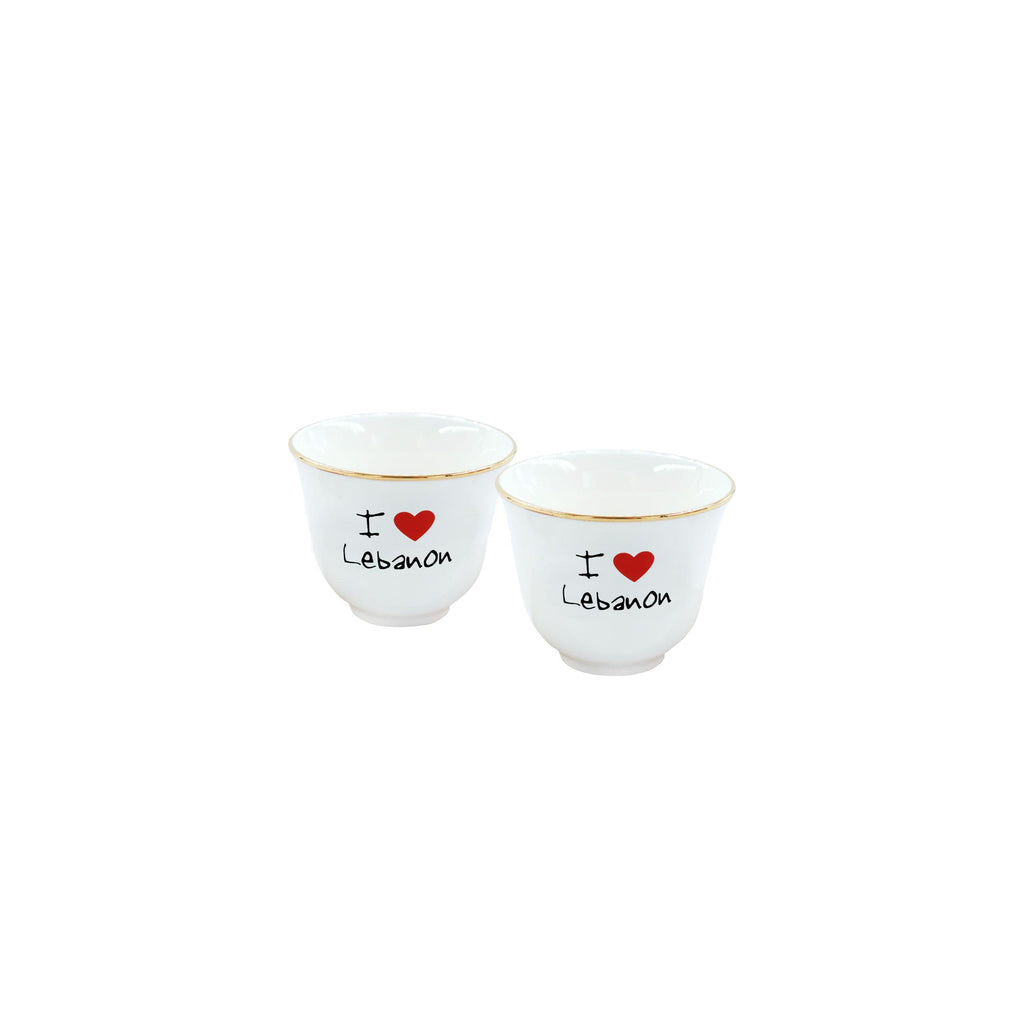 Mouftah El Chark I Love Lebanon Coffee Cups - Set of 2