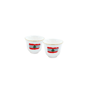 Mouftah El Chark Lebanese Flag Coffee Cups - Set of 2