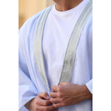 Silver & Light Blue Linen Abaya