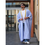 Gold & Blue Linen Abaya