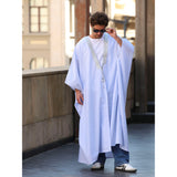 Silver & Light Blue Linen Abaya